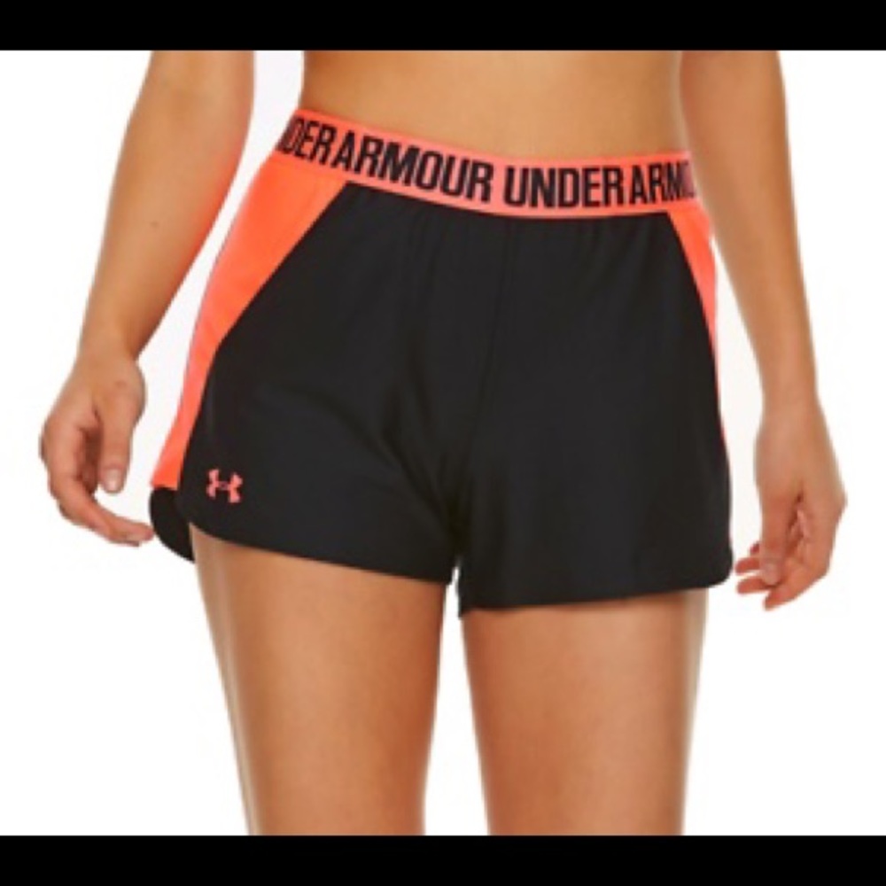 Under armour small pink and black workout shorts